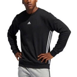 Adidas Men S Long Sleeve Crew Neck Sweater Black L - Picture 1 of 1