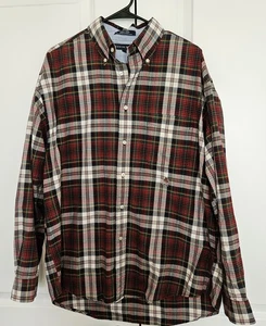 Tommy Hilfiger Longsleeve Button Up Shirt - Size Large - Red Plaid - 100% Cotton - Picture 1 of 9