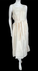 New Emerson Fry India Collection Linen Midi Dress Size L Ivory Boho Sundress - Picture 1 of 13