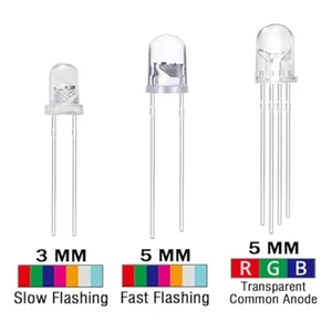 LED Auswahl v. Farben 1,5 1,8 2 3 4,8 5mm klar diffus RGB Strohhut Anode Kathode - Bild 1 von 8