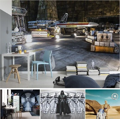 Star Wars wallpaper bedroom WALL MURAL Vader starships Millenium Falcon - Image 1 of 4