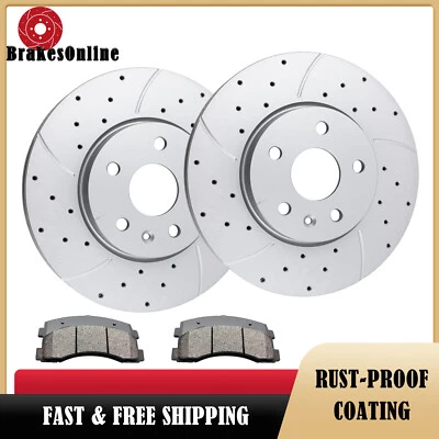 321mm Front Brake Rotors and Pads for GMC Terrain Buick Regal Drilled Slotted - Image 1 of 4