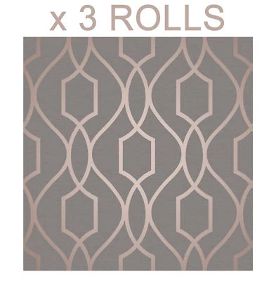 Copper Charcoal Wallpaper Metallic Shiny Apex 3D Modern Fine Decor x 3 Rolls