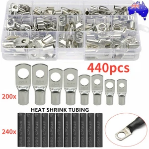 220/440X Tinned Battery Copper Cable Lugs Crimp Terminal Kits Wire Connector Set - Picture 1 of 7