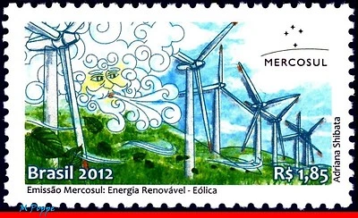 3221 BRASIL 2012 ENERGÍAS RENOVABLES, EDICIÓN MERCOSUR, EOLO, MITOLOGÍA, C-3219 MNH Foto 1 de 2
