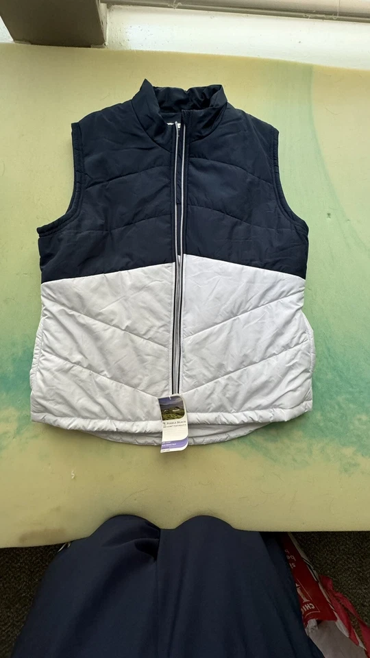 Chaleco de golf para hombre talla L azul y blanco guijarros playa seco-rendimiento de lujo Foto 1 de 1