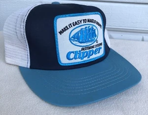 Vintage Clipper Snapback Hat Big Patch Mesh Trucker Swingster Colonial Sailboat - Picture 1 of 5