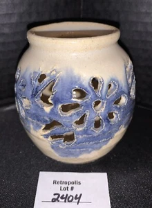Artist Signed Reticulated Ceramic Pottery Potpourri Candle Holder Vintage - Picture 1 of 7