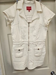 Guess Los Angeles Romper Womens White Denim size XL NEW - Picture 1 of 3