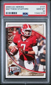 Upper Deck Heroes #117 2009 Matthew Stafford novato RC PSA 10 gemas como nuevo - Imagen 1 de 2
