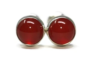 Carnelian Sterling Silver Stud Earrings - Picture 1 of 16