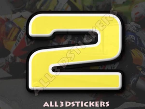 3D Stickers Resin Domed NUMBER 2 TWO - Color Yellow - 50 mm(2 inches) Adhesive - Picture 1 of 1