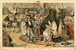 CIRCUS GREATEST SHOW ON EARTH DEMOCRATIC DONKEY REPUBLICAN ELEPHANT CLOWN HORSES - Picture 1 of 1