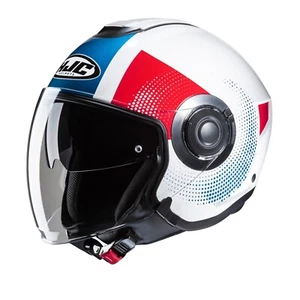 HJC I40N ECE 22.06 Open Face Jet Motorcycle Helmet - Pyle MC21 White Blue Red - Picture 1 of 3