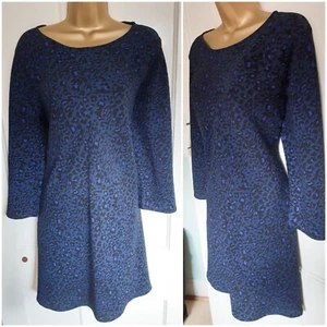 HUSH Blue Leopard Animal Print Swing Tansy Pocket Shift Dress Size 14 - Picture 1 of 14