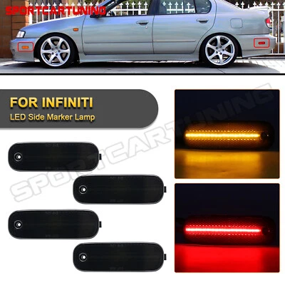 For Infiniti G20 P10 91-96 P11 99-02 4pcs LED Side Marker Lights Amber Red Lamp - Image 1 of 4