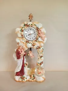 Handpainted Multi Colored Resin Codona Swing Clock Virgin Mary - Picture 1 of 6