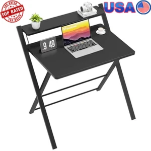 Folding Computer Desk Shelf Small Space Saving Portable Laptop Study Table New - Picture 1 of 6