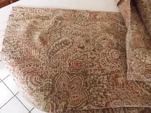 Beige Brown Rust Paisley Print Chenille Upholstery Fabric 1 Yard (R213) - Picture 1 of 1
