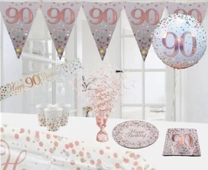 Age 90th & Happy Birthday White Rose Gold Party Decorations Balloons Banners - Picture 1 of 41