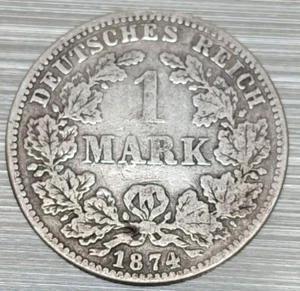 Cesarstwo Niemieckie 1 marka 1874 C 1 marka Rzeszy - mały orzeł ss - Zdjęcie 1 z 2