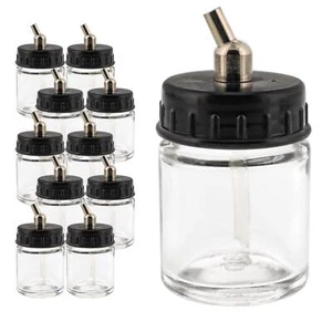 Bottiglie barattolo di vetro 10pk aerografo 3/4 oz adattatore 30° montaggio coperchio doppia azione - Foto 1 di 5