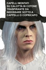 Parrucca bianca capelli montati su calotta traspirante per cappello