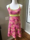 Lola Dress Size Small Pink Green Paisley Empire Stretch Fitness Athletic Yoga