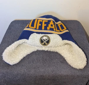 47 Brand Buffalo Sabres Trapper Hat Blue Sherpa Lined Winter Acrylic NHL - Picture 1 of 7