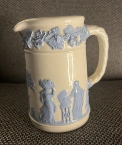 Wedgwood of Etruria & Barlaston Embossed Queensware Mini Pitcher Blue Cream 4” - Picture 1 of 9