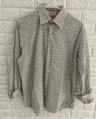 Camisa Tallia Para Hombres Abotonada Delantera Talla Mediana 15 1/2 Manga Larga Floral Foto 1 de 4