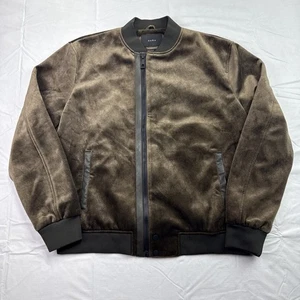 Chaqueta Bomber Zara Terciopelo Cuero Borde Cremallera Completa Para Hombre Talla 2XL Marrón - Imagen 1 de 15