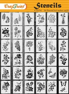 36 Pieces Flower Stencils for Painting (3x4) DIY Stencils for Painting on Wo - Picture 1 of 4