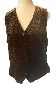 Lauren Ralph Lauren Leapord Print Braun Seidenmischung Weste Vest Größe Medium - Bild 1 von 13