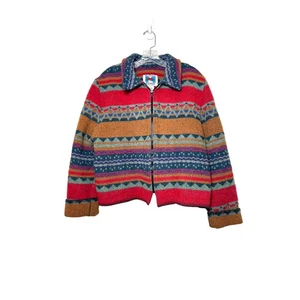 Vintage Wooded River Southwest Jacke M Wollmischung Boho Cabincore Cropped Zip Mantel - Bild 1 von 7