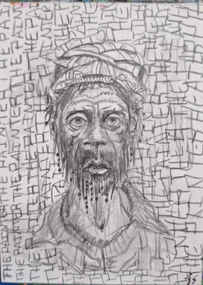 Retrato masculino The Painter ACEO ORIGINAL ROBLE grafito Jmg Foto 1 de 3