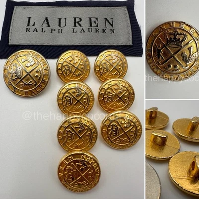 RALPH LAUREN BLAZER SPARE REPLACEMENT BUTTONS GOLD TONE LOGO CROWN POLO LOT - Image 1 of 4