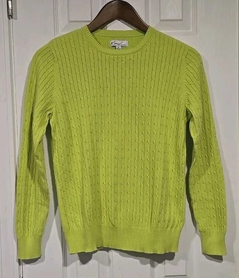 Kim Rogers Womens M Cable Knit Sweater Green Long Sleeves Fall Winter - Image 1 of 4