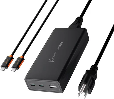 j5create - 185W GaN PD3.1 USB-C 3-Port Laptop Super Charger - Black - Image 1 of 4