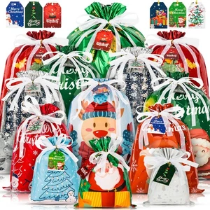 28 Piezas Bolsas de Regalo con Cordón de Navidad Tamaños Surtidos para Golosinas Fiesta - Imagen 1 de 7