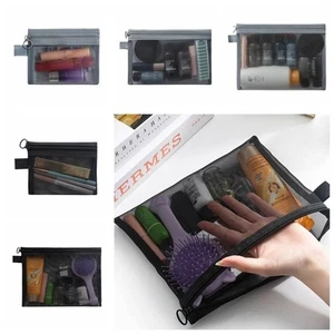 Zipper Bag Makeup Bag Square Bag Cosmetic Cases Mesh Cosmetic Bag Travel - Picture 1 of 14
