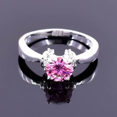 Certified Natural 1.35ct VVS1 Pink Diamond Ring For Women in 925 Silver - Image 1 of 4