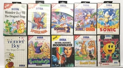 Retro Sega Master System Games Bundle 15 giochi CIB manuale alcuni rari o HTF - Immagine 1 di 4