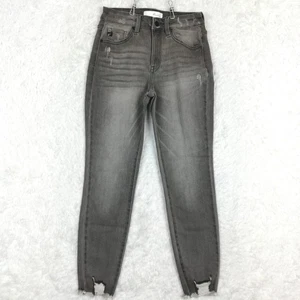 Kancan Damen Jeans High Rise Ankle Skinny Denim Grau Distressed Whiskering 7 - Bild 1 von 10