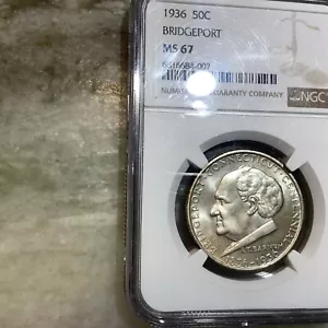 1936 Bridgeport Silber Gedenkmünze Half Dollar MS67 - Bild 1 von 2