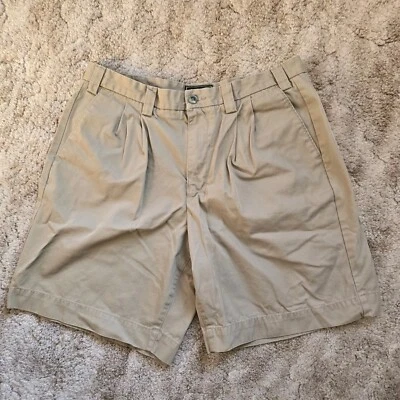 Pantalones cortos de golf chinos plisados de sarga beige talla 36 Eddie Bauer para hombre Foto 1 de 4