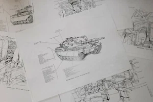 Chieftain gun tank MK5 120mm Stowage sketches x 6 Military tank - Picture 1 of 1