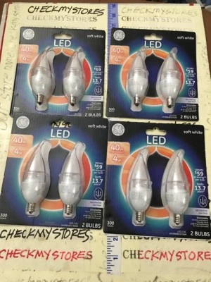4X2Pack Led Light Bulb SOFT WHITE 40W/4W LED CAC Clear Candelabra Base Dimmable - Image 1 of 4