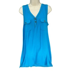 Tasha Polizzi Shift Dress Electric Blue Sleeveless V Neck Pockets Stretch Sz XL - Picture 1 of 10