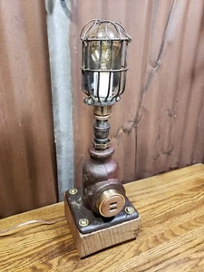 Steampunk Industrial Reclaimed Iron Age Desk Lamp with USB Hand Made Antique - Picture 1 of 12